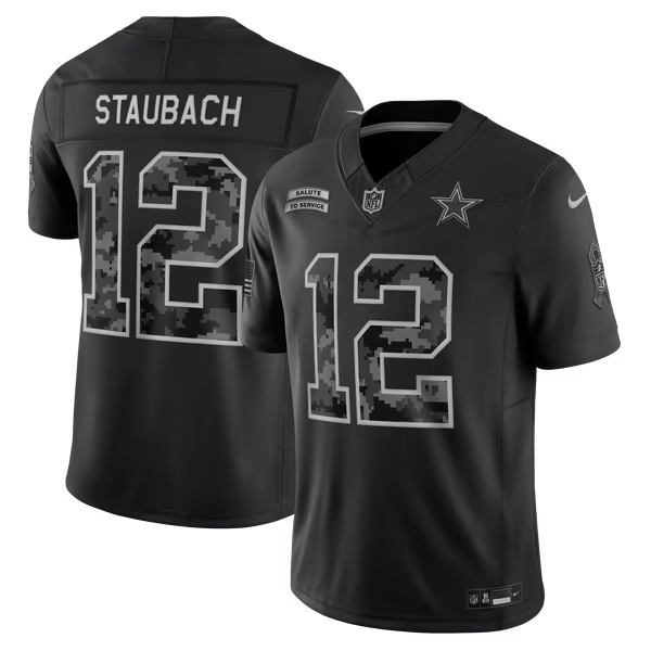Roger Staubach Dallas Cowboys Official-Nike 2026 Salute to Service Retired Player Stitched Limited Jersey - Black