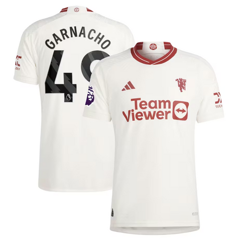 Alejandro Garnacho Manchester United Team 2023/24 Third Player Jersey - White