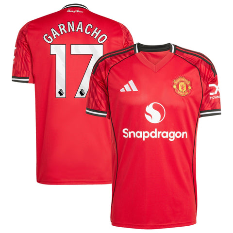 Alejandro Garnacho Manchester United Home  Player Jersey   Red 2025–26 Premium Fan Edition Soccer Jersey - Red