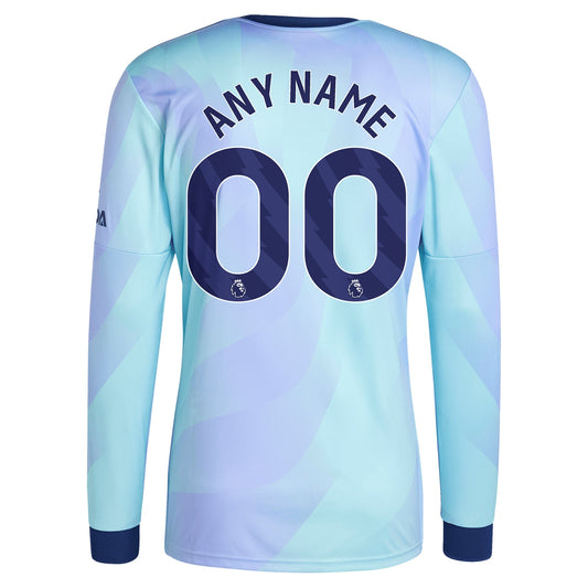 Arsenal adidas 2024/2025 Third Long Sleeve Custom Jersey - Aqua