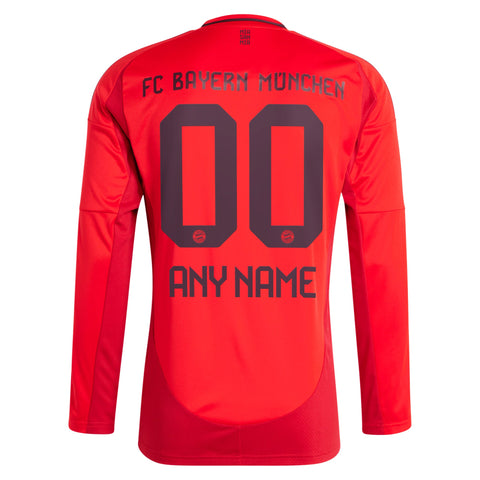 Bayern Munich adidas 2024/25 Home Custom Long Sleeve Custom Jersey - Red