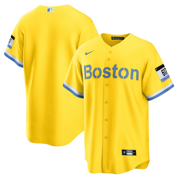 Boston Red Sox Nike City Connect Custom Jersey - Gold/Light Blue