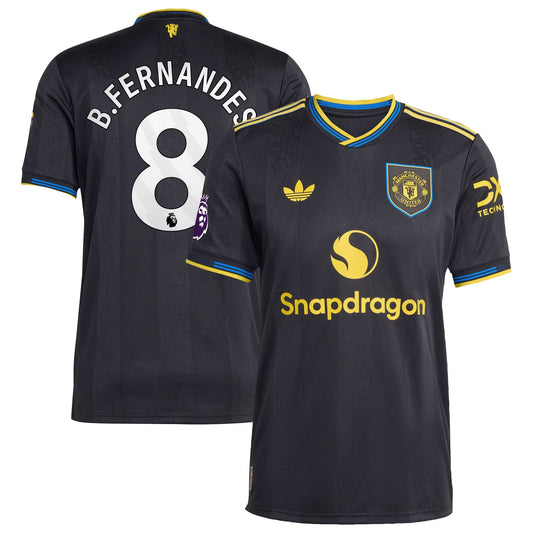 Bruno Fernandes Manchester United  Third Player Jersey   Black 2025–26 Premium Fan Edition Soccer Jersey - Black