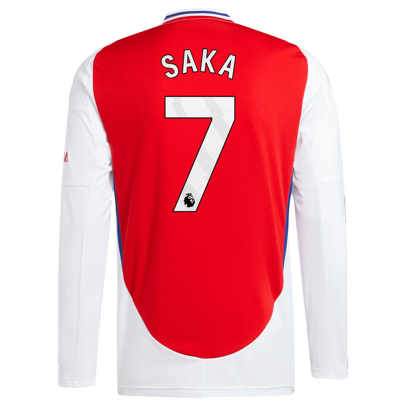 Bukayo Saka 7 Arsenal adidas 2024/25 Home Long Sleeve  Player Jersey – Red