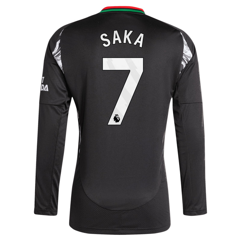 Bukayo Saka Arsenal adidas Shirt 2024/2025 Away Long Sleeve Player Jersey - Black