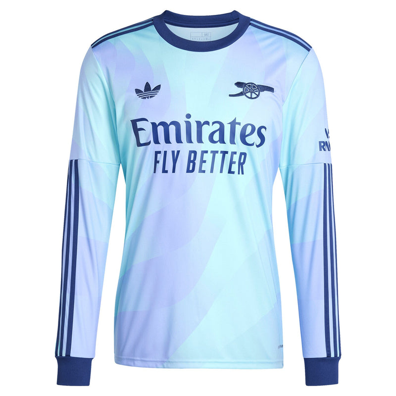 Declan Rice Arsenal adidas Shirt 2024/2025 Third Long Sleeve Player Jersey - Aqua