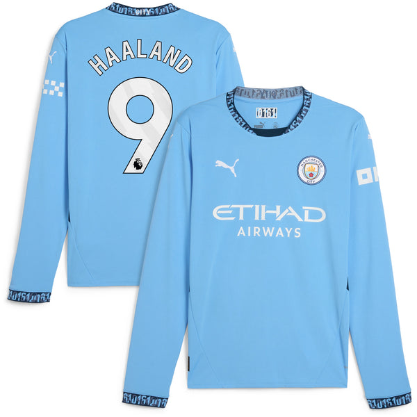 Erling Haaland Manchester City Puma 2024/25 Home Long Sleeve Player Jersey - Light Blue