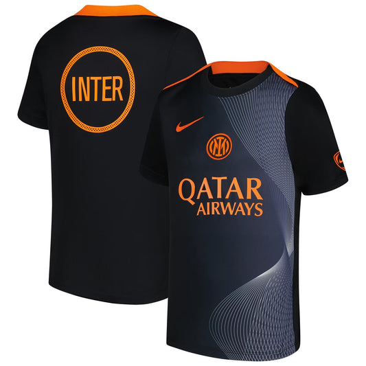 Inter Milan  Third Academy Pro Pre Match Performance Top   Black 2025–26 Premium Fan Edition Soccer Jersey - Black