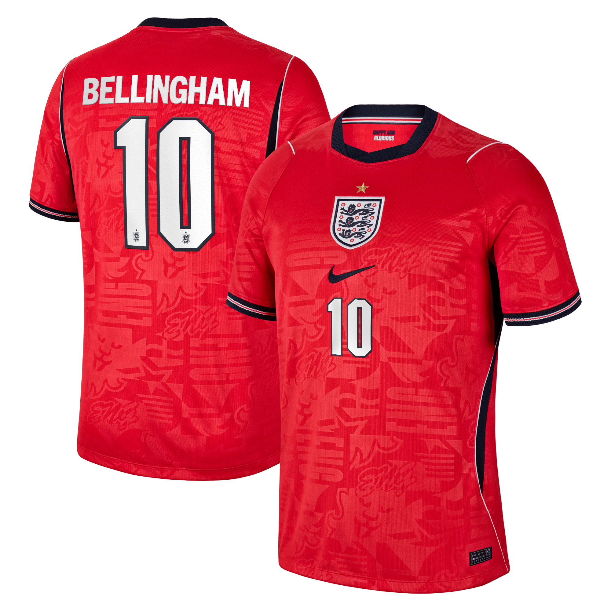 Jude Bellingham England National Team Nike 2026 Away Stadium Replica Jersey - Red - Jersey Teams World