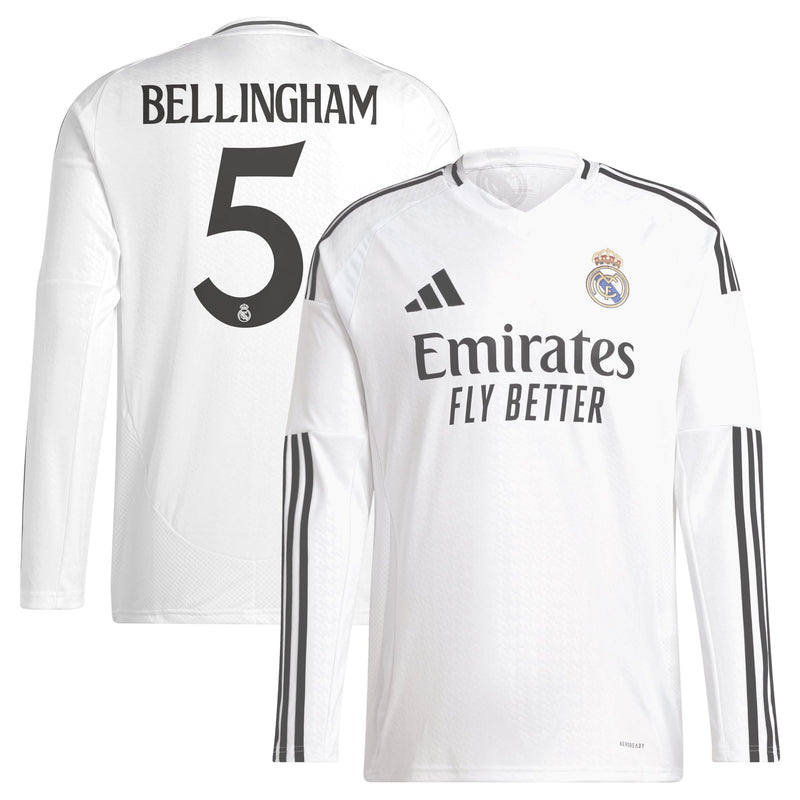 Jude Bellingham Real Madrid adidas 2024/25 Home Long Sleeve Player Jersey - White