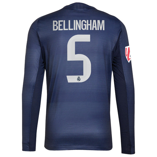 Jude Bellingham Real Madrid adidas 2025/26 Away Long Sleeve Player Jersey - Blue