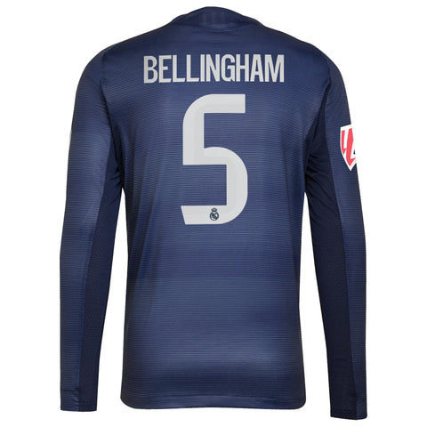 Jude Bellingham Real Madrid adidas 2025/26 Away Long Sleeve Player Jersey - Blue