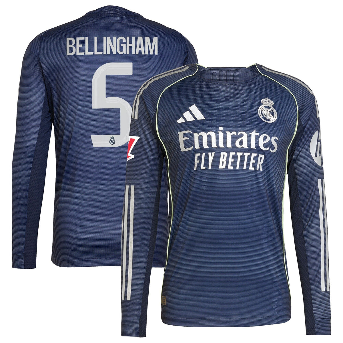 Jude Bellingham Real Madrid  Away Long Sleeve Player Jersey   Blue 2025–26 Premium Fan Edition Soccer Jersey - Blue