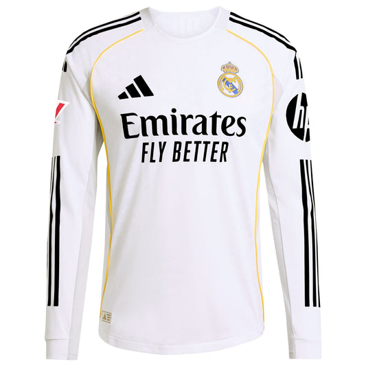 Jude Bellingham Real Madrid adidas 2025/26 Home Long Sleeve Jersey - White