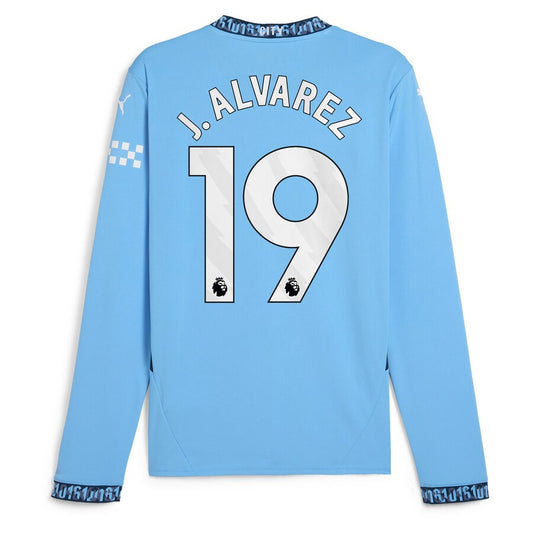 Julián Álvarez Manchester City Puma 2024/25 Home Long Sleeve Player Jersey - Light Blue