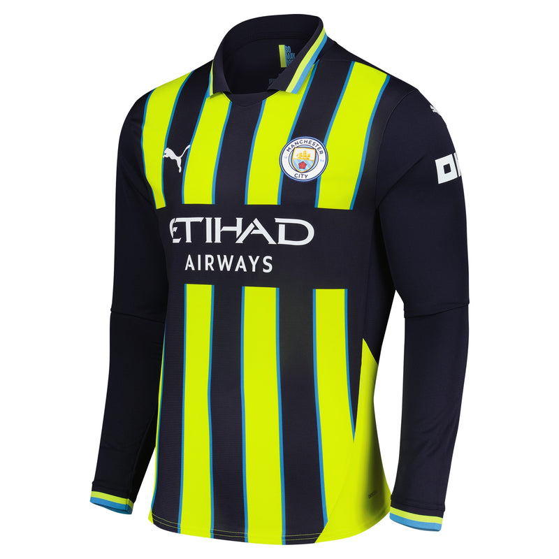 Kevin De Bruyne 17 Manchester City Puma Shirt 2024/25 Away Long Sleeve Player Jersey - Navy