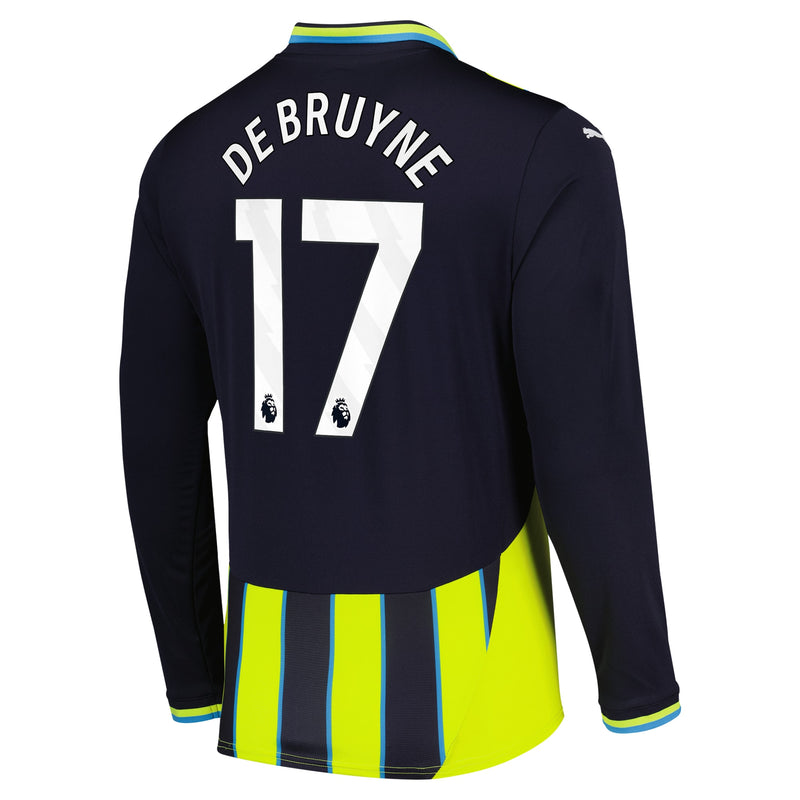 Kevin De Bruyne 17 Manchester City Puma Shirt 2024/25 Away Long Sleeve Player Jersey - Navy