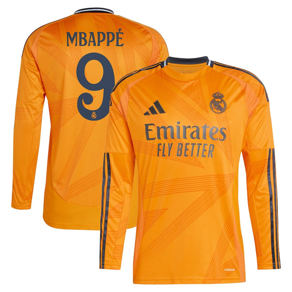 Kylian Mbappé Real Madrid adidas 2024/25 Away Long Sleeve Player Jersey - Orange