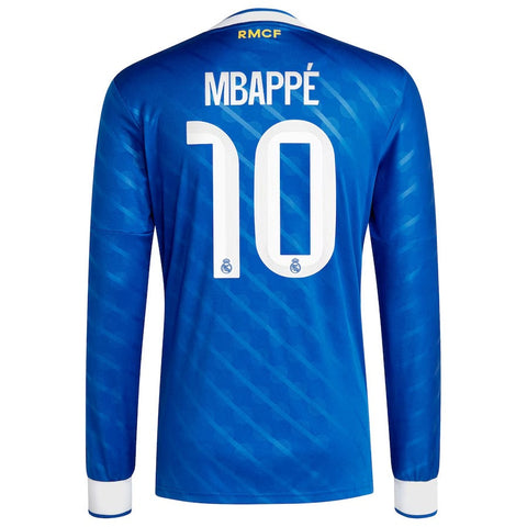 Kylian Mbappé Real Madrid adidas 2025/26 Third Long Sleeve Player Jersey - Blue