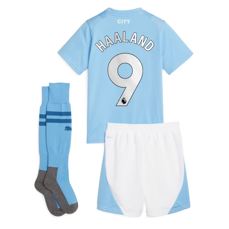 Manchester City Home Kids kit 2023-24 Jersey Haaland 9 printing - Blue - Jersey Teams World