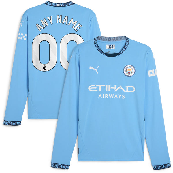 Manchester City Puma 2024/25 Home Long Sleeve Custom Jersey - Light Blue