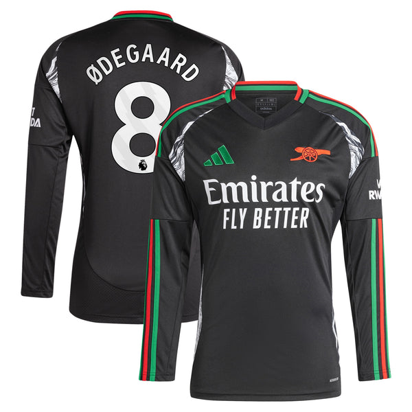 Martin Odegaard Arsenal adidas 2024/2025 Away Long Sleeve Player Jersey - Black