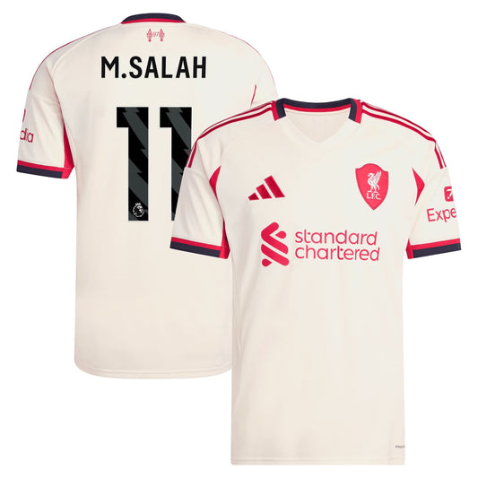 Mohamed Salah Liverpool  Away Player Jersey   White 2025–26 Premium Fan Edition Soccer Jersey - White