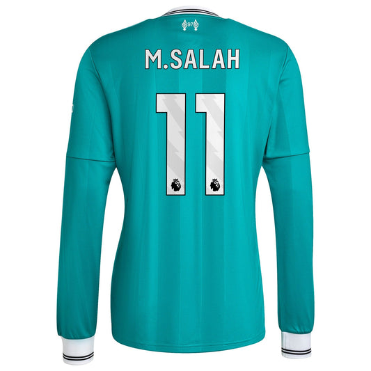 Mohamed Salah Liverpool  Third Long Sleeve Player Jersey   Green 2025–26 Premium Fan Edition Soccer Jersey - Green