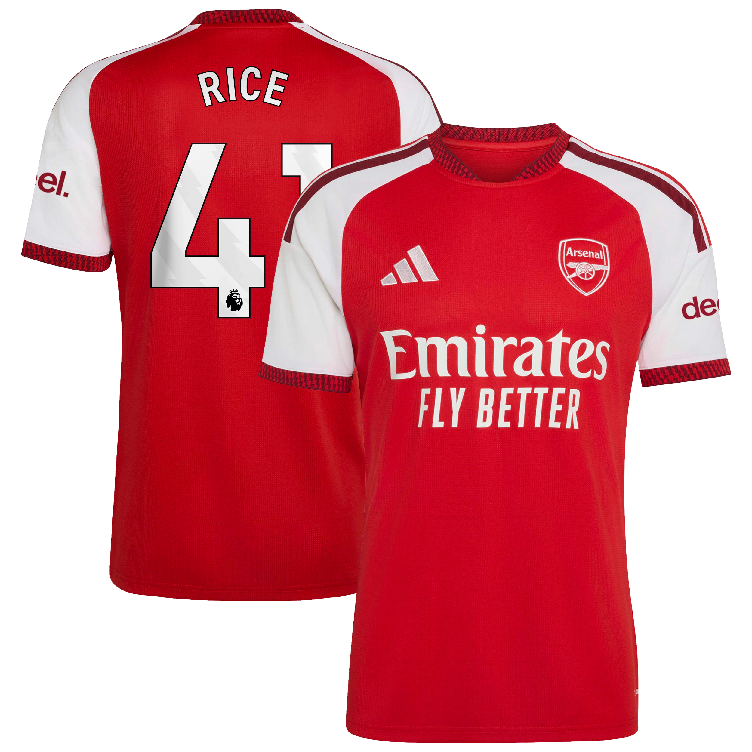 Official Declan Rice Arsenal Official-Adidas 2026/27 Home Replica Jersey - Red Midfielder Soccer Gear