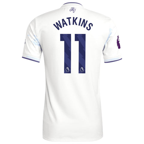 Ollie Watkins Aston Villa  Third Player Jersey   White 2025–26 Premium Fan Edition Soccer Jersey - White