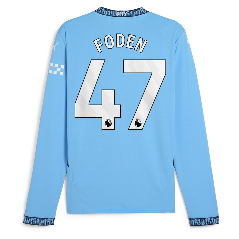 Phil Foden Manchester City Puma 2024/25 Home Long Sleeve Player Jersey - Light Blue