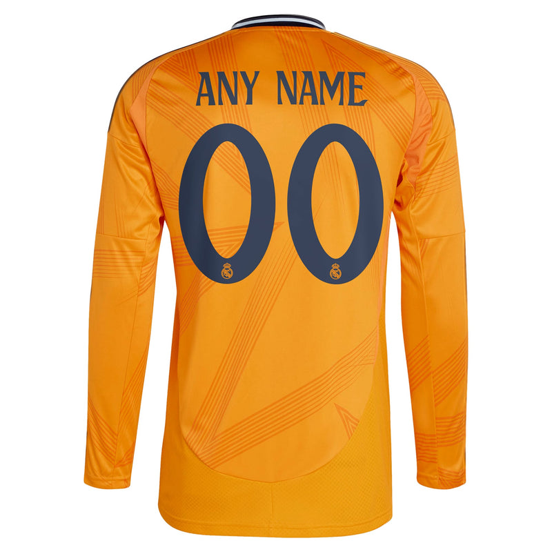 Real Madrid adidas 2024/25 Away Custom Long Sleeve Jersey - Orange