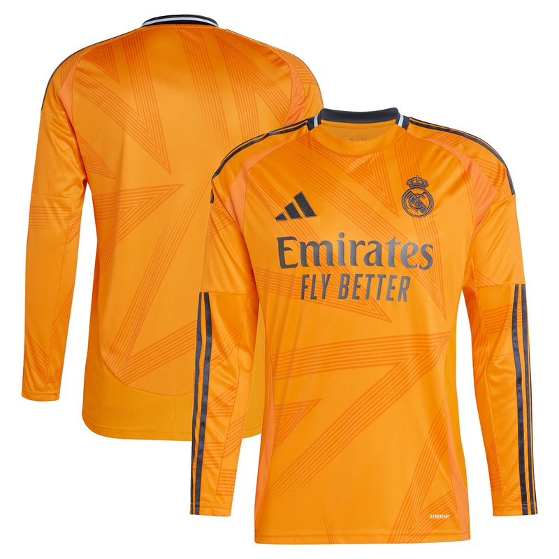 Real Madrid adidas 2024/25 Away Shirt  Long Sleeve Jersey - Orange