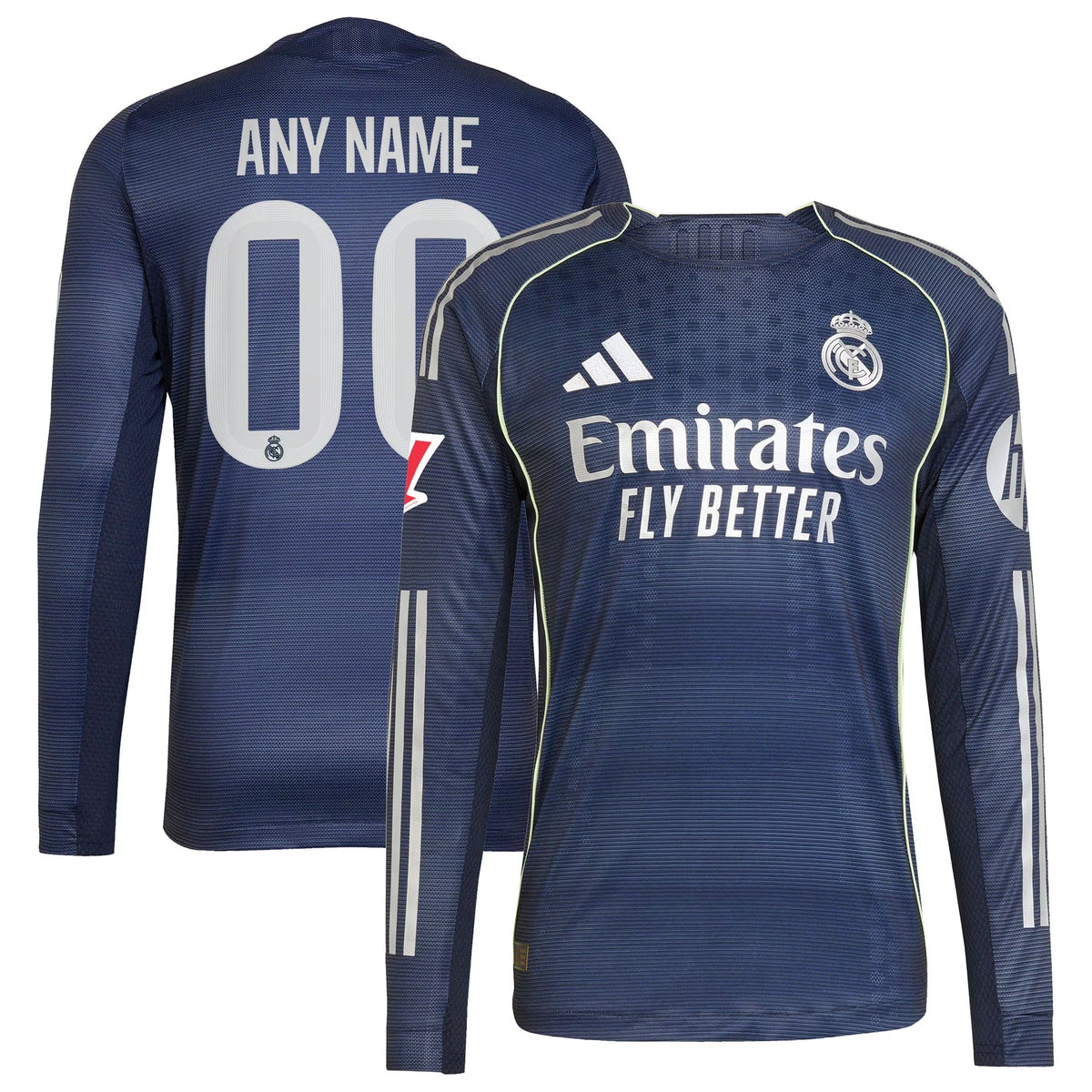 Real Madrid  Away Long Sleeve Custom Jersey   Blue 2025–26 Premium Fan Edition Soccer Jersey - Blue