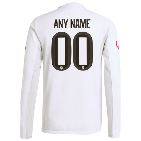Real Madrid adidas 2025/26 Home Long Sleeve Custom Jersey - White