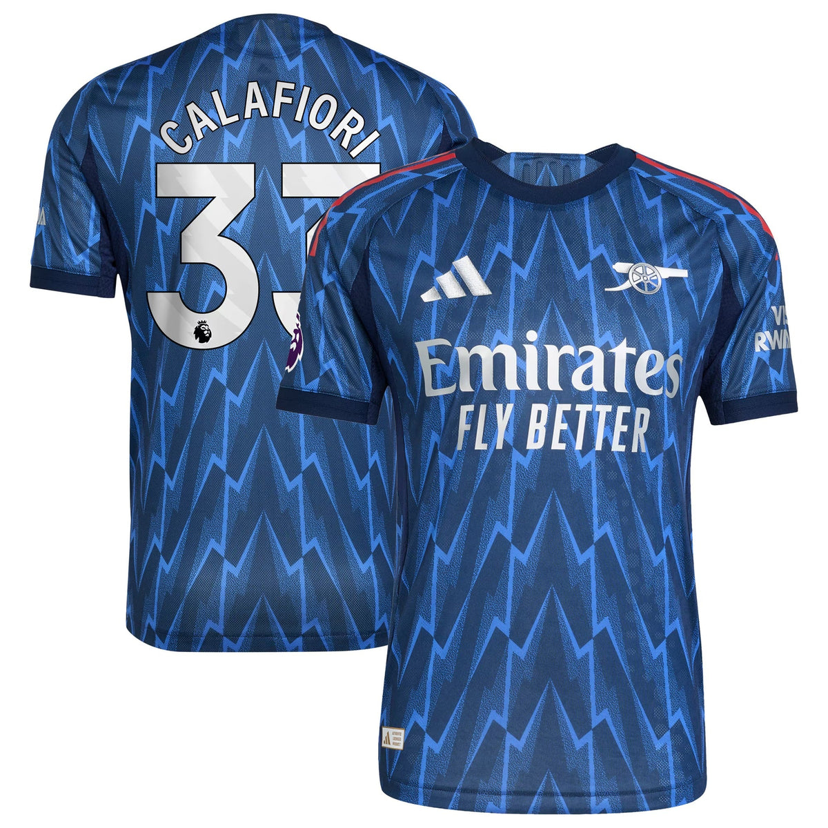 Riccardo Calafiori Arsenal  Away Player Jersey   Blue 2025–26 Premium Fan Edition Soccer Jersey - Blue