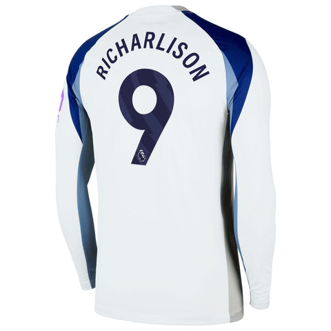 Richarlison Tottenham Hotspur  Home Long Sleeve Player Jersey   White 2025–26 Premium Fan Edition Soccer Jersey - White
