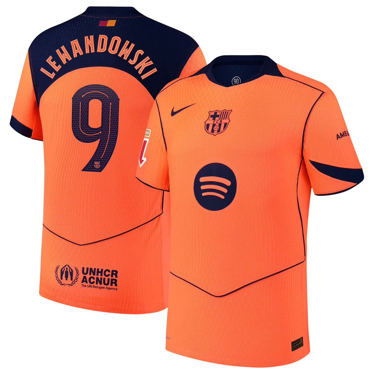 Robert Lewandowski Barcelona  Third Player Jersey   Orange 2025–26 Premium Fan Edition Soccer Jersey - Orange