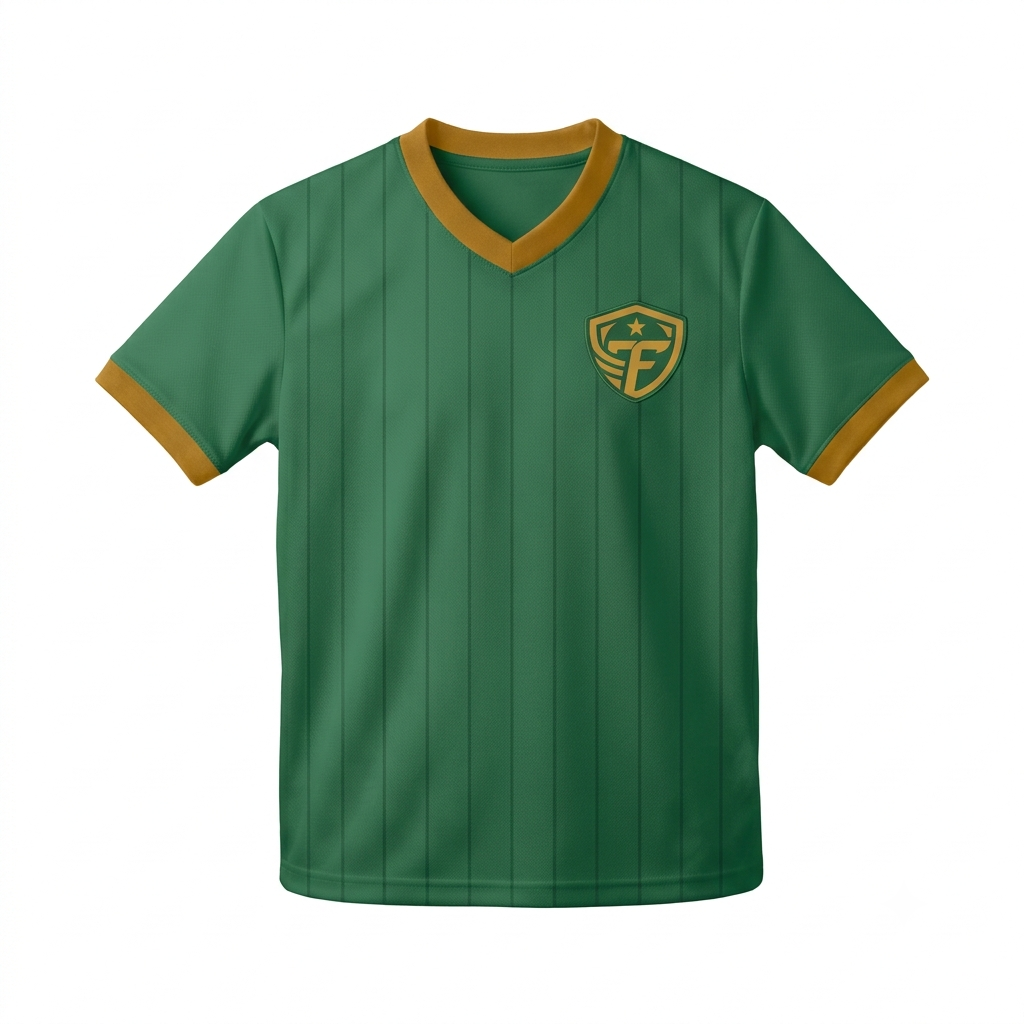 TEAMSFANSSHOP Men's Pitch Tradition Soccer Jersey – Forest Green & Gold Kit