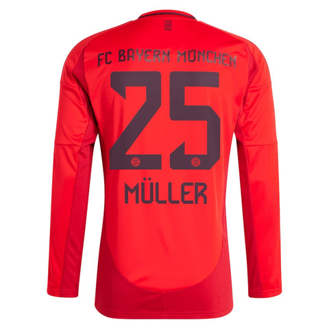 Thomas Müller Bayern Munich adidas 2024/25 Home Custom Long Sleeve Player Jersey - Red