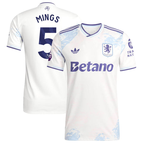 Tyrone Mings Aston Villa  Third Player Jersey   White 2025–26 Premium Fan Edition Soccer Jersey - White