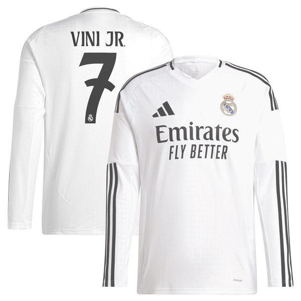 Vini Jr. Real Madrid adidas 2024/25 Home Long Sleeve Player Jersey - White