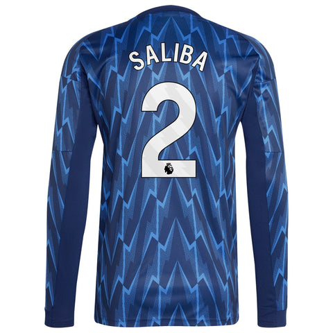 William Saliba Arsenal adidas 2025/26 Away Long Sleeve Player Jersey - Blue