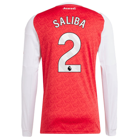 William Saliba Arsenal  Home Long Sleeve Player Jersey   Red 2025–26 Premium Fan Edition Soccer Jersey - Red