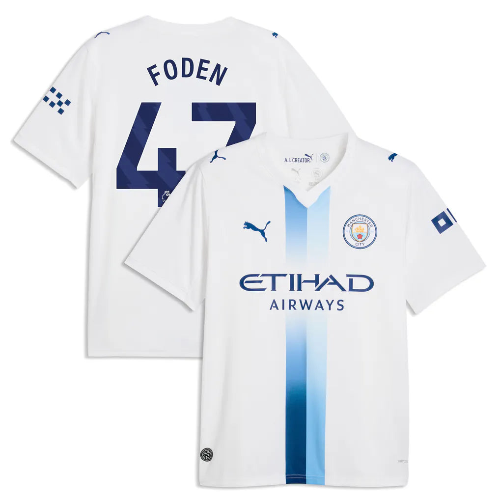 Phil Foden Manchester City Official-Puma 2026/27 Third Replica Jersey - White