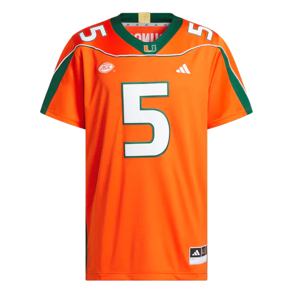 Andre Johnson Miami Hurricanes Official-Adidas Home It's Back Premier Jersey - Orange