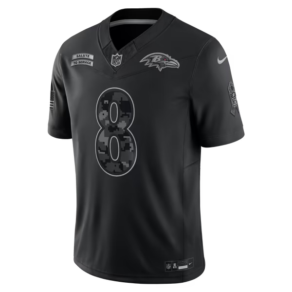 Lamar Jackson Baltimore Ravens Official-Nike 2026 Salute to Service Stitched Limited Jersey - Black