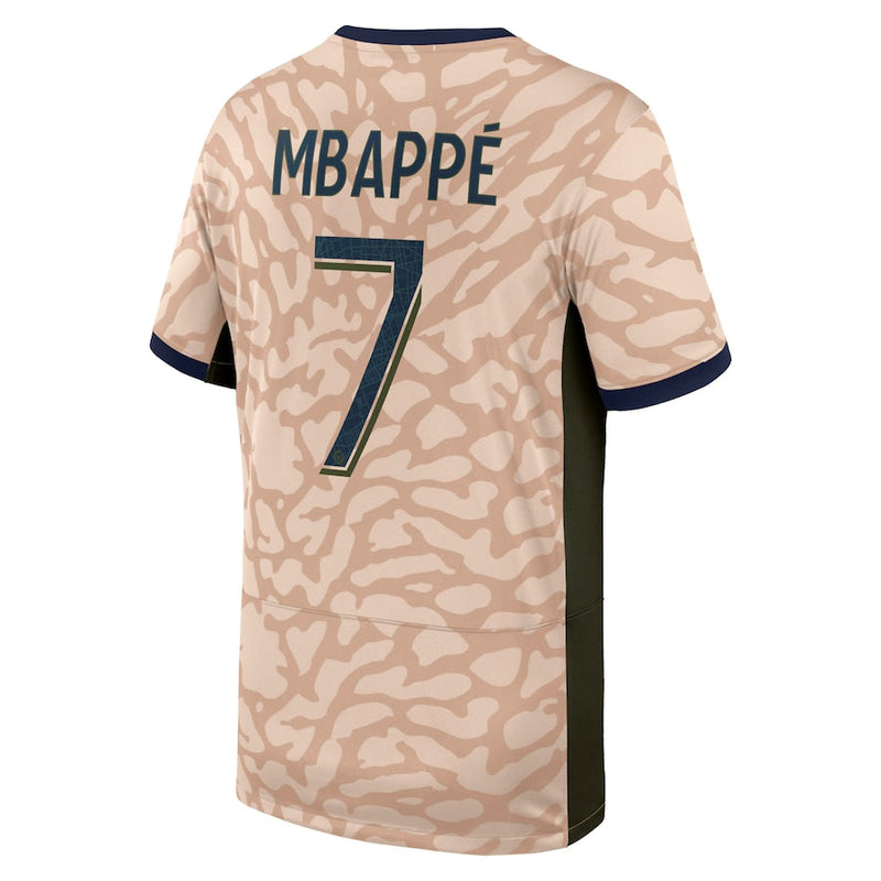 Kylian Mbappe Paris Saint-Germain Jordan Brand  2023/24 Fourth Stadium  Player Jersey – Tan