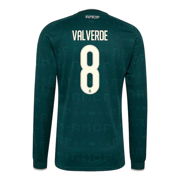 Federico Valverde Real Madrid Official-Adidas 2026/27 Away Replica Long Sleeve Jersey - Green
