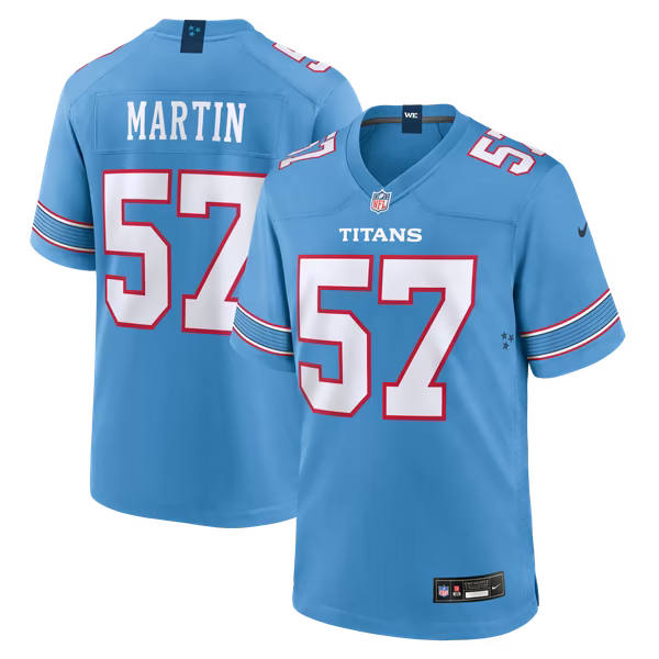 Jake Martin Tennessee Titans Official-Nike Team Game Jersey - Light Blue